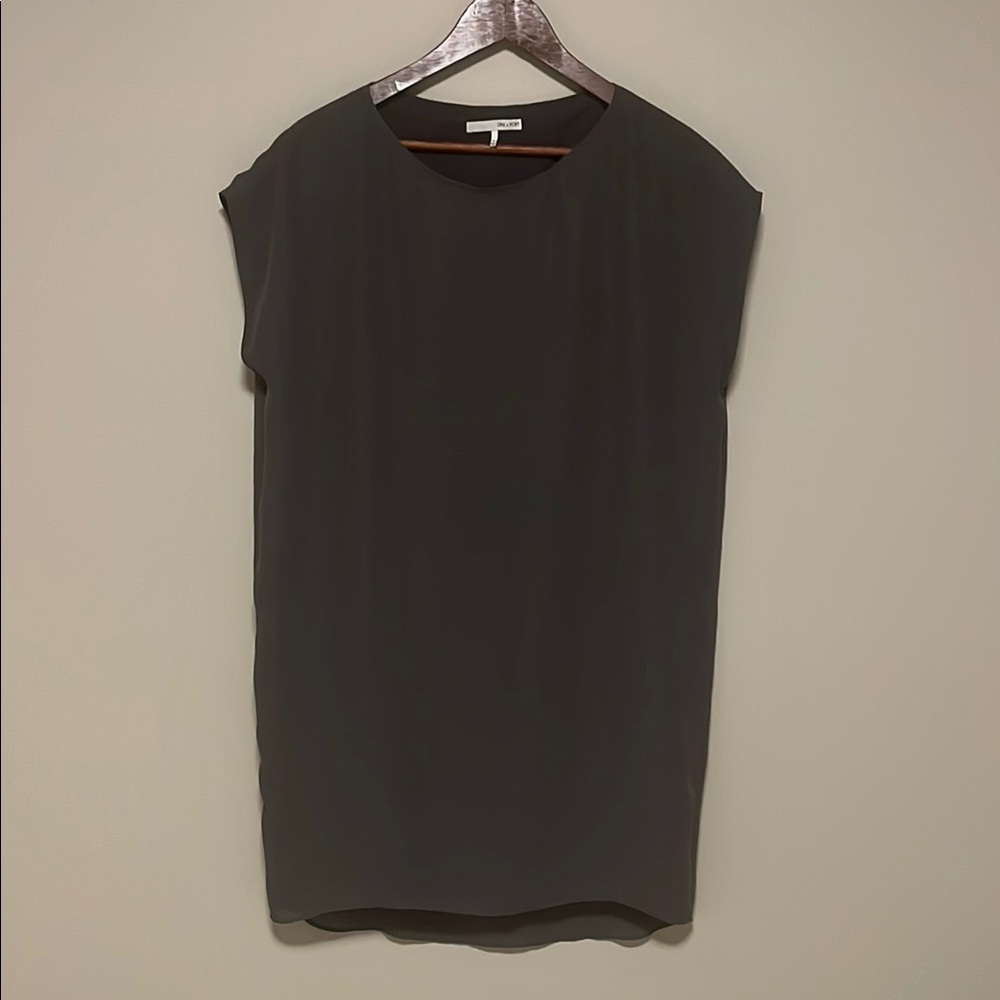 OAK + FORT Army Green Cap Sleeve Tunic Shirt Dress M